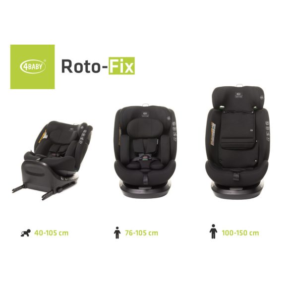 4Baby Roto-fix i-Size 40-150cm biztonsági gyerekülés-Black