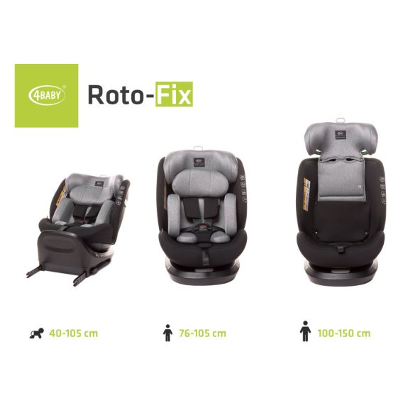 4Baby Roto-fix i-Size 40-150cm biztonsági gyerekülés-Grey