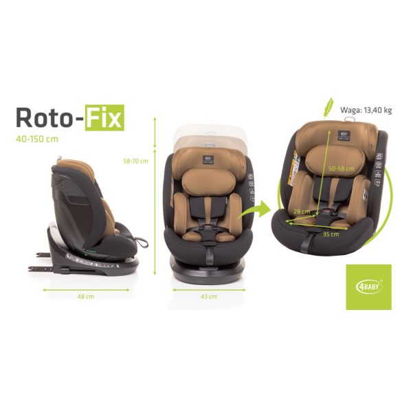 4Baby Roto-fix i-Size 40-150cm biztonsági gyerekülés-Mokka