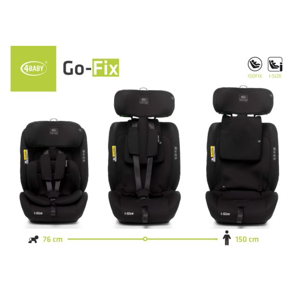 4Baby Go-fix i-Size 76-150cm biztonsági gyerekülés-Black