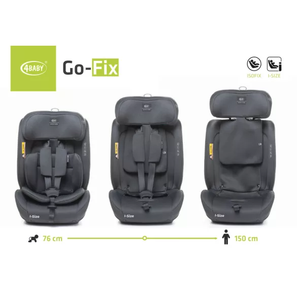4Baby Go-fix i-Size 76-150cm biztonsági gyerekülés-Graphite