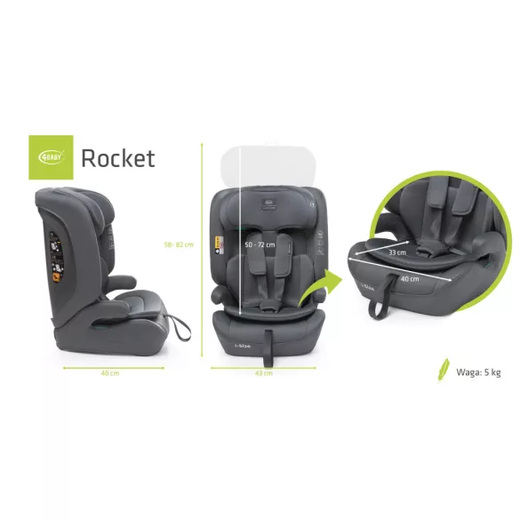 4Baby Rocket i-Size 76-150cm biztonsági gyerekülés-Graphite
