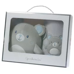   Gamberritos takaró wellsoft 80x110cm plüss játékkal szürke/kék maci 10757