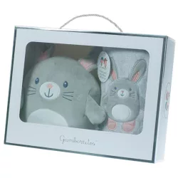   Gamberritos takaró wellsoft 80x110cm plüss játékkal szürke/rózsaszín nyuszi 10757