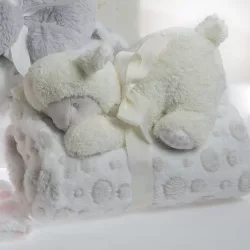   Gamberritos wellsoft takaró 80x110cm plüss játékkal  bárány fehér 10899