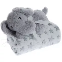   Gamberritos wellsoft takaró 80x110cm plüss játékkal  elefánt szürke 10899