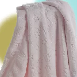   Gamberritos takaró plüss 80x110cm maci és csillag rózsaszín 10878