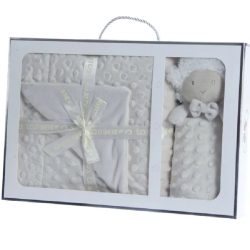   Gamberritos takaró plüss buborékos anyagú 80x110cm szundikendõvel fehér bárány 10887