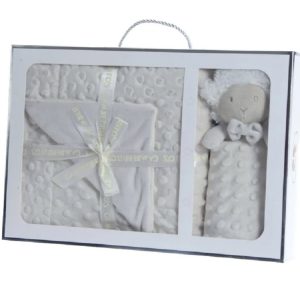 Gamberritos takaró plüss buborékos anyagú 80x110cm szundikendõvel fehér bárány 10887