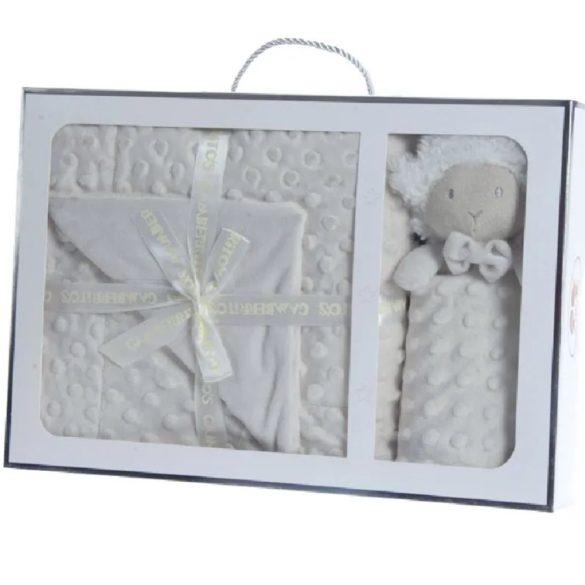 Gamberritos takaró plüss buborékos anyagú 80x110cm szundikendõvel fehér bárány 10887