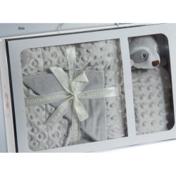   Gamberritos takaró plüss buborékos anyagú 80x110cm szundikendõvel szürke mosómedve 10887