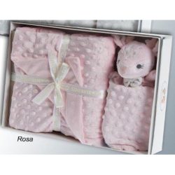   Gamberritos takaró plüss buborékos anyagú 80x110cm szundikendõvel rózsaszín õzike 10887