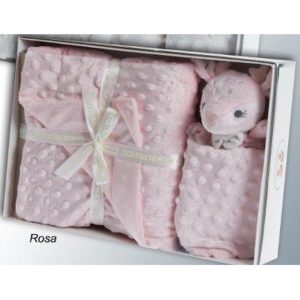 Gamberritos takaró plüss buborékos anyagú 80x110cm szundikendõvel rózsaszín õzike 10887