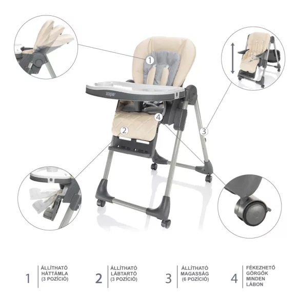 Zopa etetõszék - Monti 2 Diamond Beige