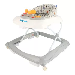   Baby Mix bébikomp kormánykerékkel szilikon kerekek szürke