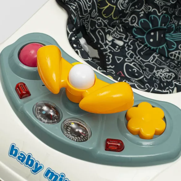 Baby Mix bébikomp kormánykerékkel szilikon kerekek zöld