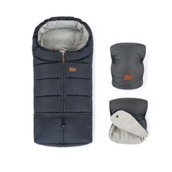   Petite and Mars Téli szett Jibot 3in1 bundazsák és kézmelegítõ kesztyû babakocsira Jasie Charcoal Grey