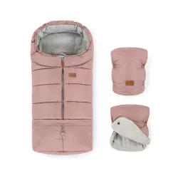   Petite and Mars Téli szett Jibot 3in1 bundazsák és kézmelegítõ kesztyû babakocsira Jasie Dusty Pink