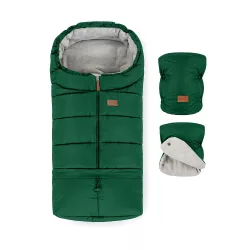   Petite and Mars Téli szett Jibot 3in1 bundazsák és kézmelegítõ kesztyû babakocsira Jasie Juicy Green