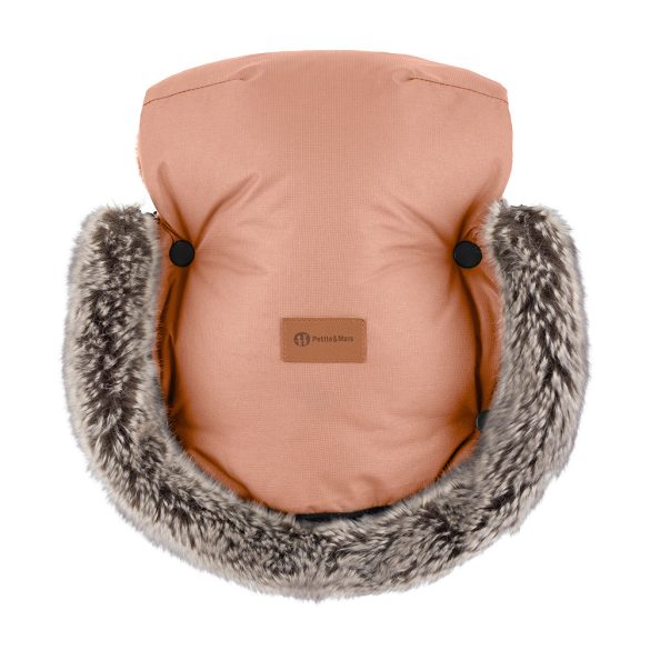 PETITE&MARS Téli szett Arctic 4in1 bundazsák + kézmelegítő kesztyű babakocsira Furry Pastel Peach