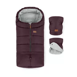   Petite and Mars Téli szett Jibot 3in1 bundazsák és kézmelegítõ kesztyû babakocsira Jasie Mysterious Plum