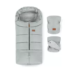   Petite and Mars Téli szett Jibot 3in1 bundazsák és kézmelegítõ kesztyû babakocsira Jasie Quiet Grey