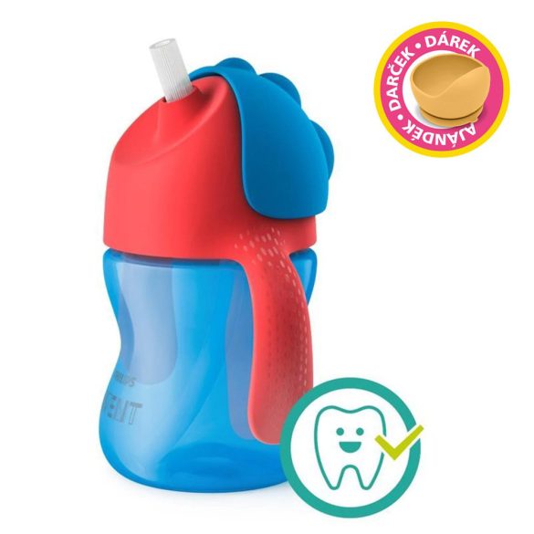 Philips AVENT itatópohár rugalmas szívószállal 200ml 9hó fiús - most Petite and Mars szilikon tálkával