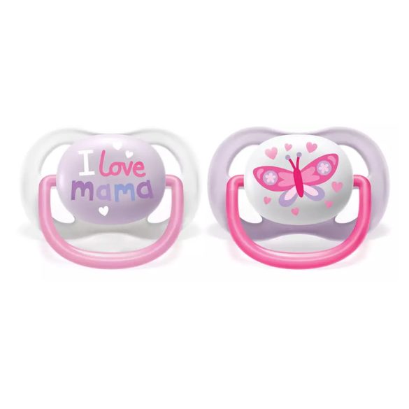 Philips AVENT játszócumi ultra air 0-6hó lány Text 2db