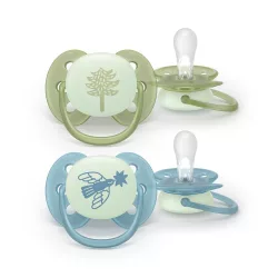   Philips AVENT játszócumi Ultrasoft éjszakai fenyõfa 18hó fiús 2db