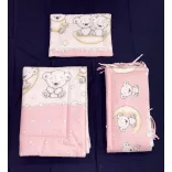DOMBABY 3 részes ágynemű garnitúra fejvédővel MACIS PINK
