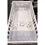 DOMBABY 3 részes ágynemű garnitúra fejvédővel  MACIS SZÜRKE