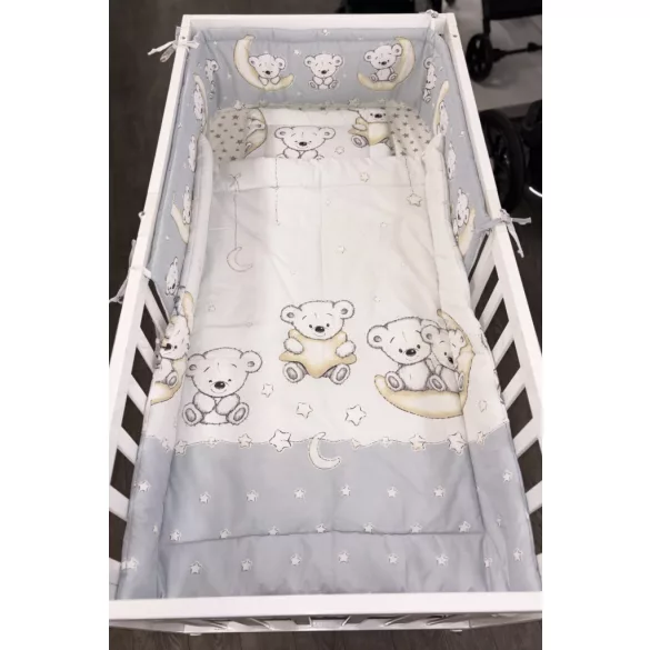 DOMBABY 3 részes ágynemű garnitúra fejvédővel  MACIS SZÜRKE