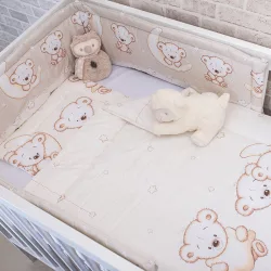   DOMBABY 3 részes ágynemű garnitúra fejvédővel  MACIS BÉZS