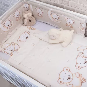 DOMBABY 3 részes ágynemű garnitúra fejvédővel  MACIS BÉZS