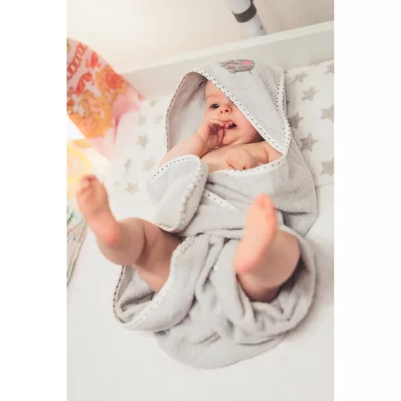 Fillikid kapucnis törölközõ 75x75 elefánt szürke 1032-97
