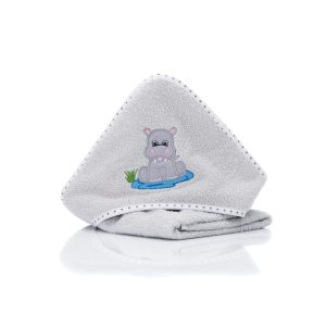 Fillikid kapucnis törölközõ 75x75 víziló szürke 1032-17