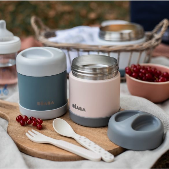 Béaba Rozsdamentes acél Tároló doboz - 300 ml - Sötét köd - Halvány rózsaszín