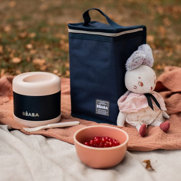 Béaba Rozsdamentes acél Tároló doboz - 500 ml - Halvány rózsaszín - Sötétkék