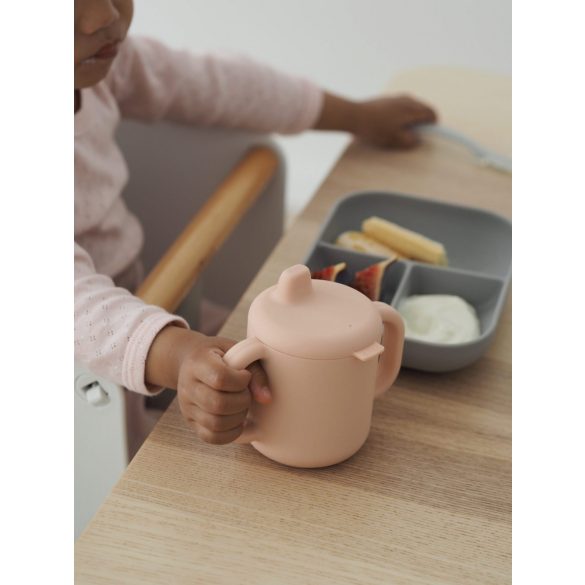 Béaba Szilikon tanuló étkészlet + pohár - Rózsaszín