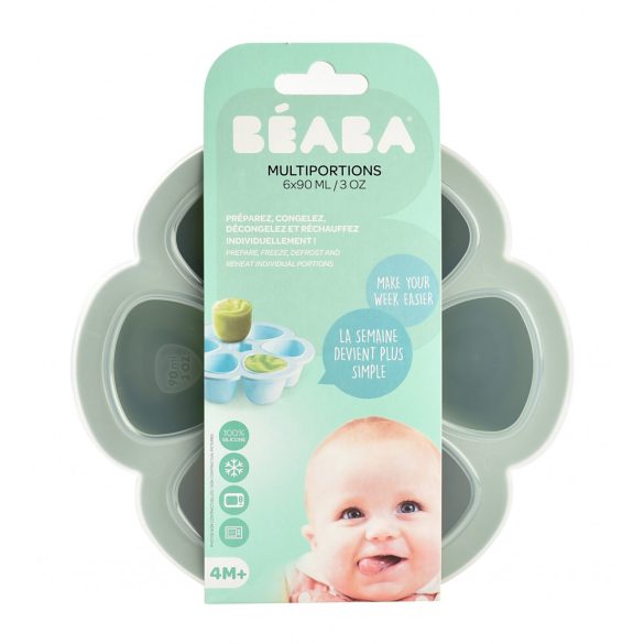 Béaba Szilikon multifunkciós bébiétel tároló - 6 x 90 ml - Zsálya zöld