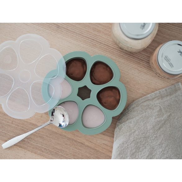 Béaba Szilikon multifunkciós bébiétel tároló - 6 x 90 ml - Zsálya zöld