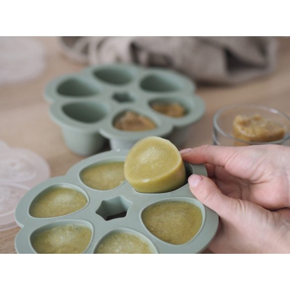 Béaba Szilikon multifunkciós bébiétel tároló - 6 x 150 ml - Zsálya zöld