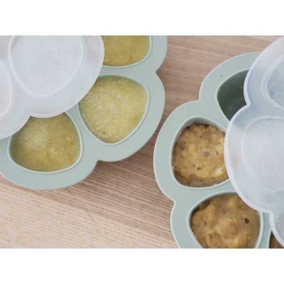 Béaba Szilikon multifunkciós bébiétel tároló - 6 x 150 ml - Zsálya zöld