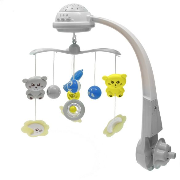 Baby Mix zenélő forgó  éjszakai fénnyel-Szürke