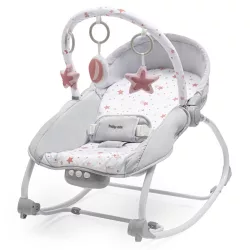   Baby Mix Hintáztatható Rezgő Pihenőszék-Rózsaszín csillagok