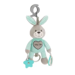 Baby Mix plüss rezgő játék nyúl-menta