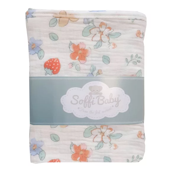 Soffi Baby takaró muszlin dupla epres 70x90cm