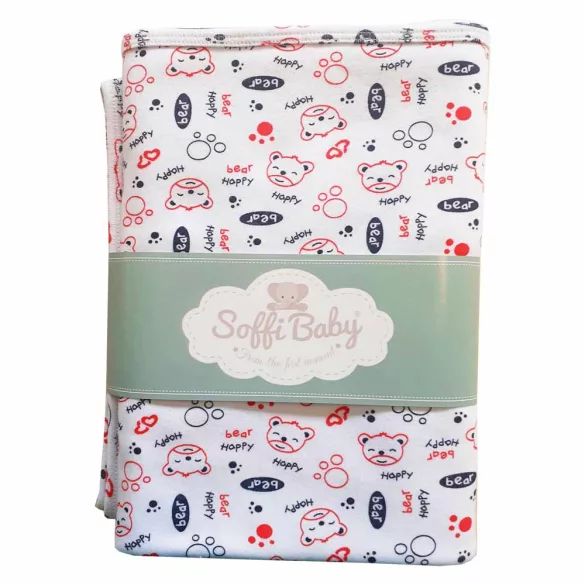 Soffi Baby takaró pamut dupla happy bear 80x100cm