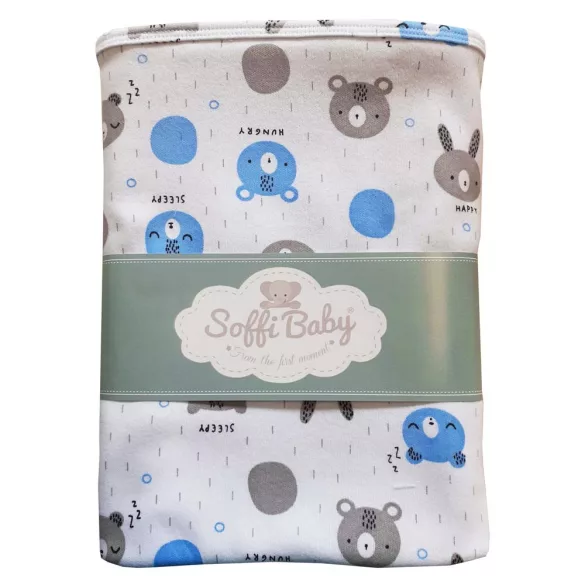 Soffi Baby takaró pamut dupla happy-sleepy bear 80x100cm