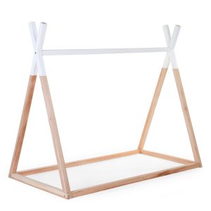 Tipi ágy - 70x140 cm - Fa - Természetes fehér